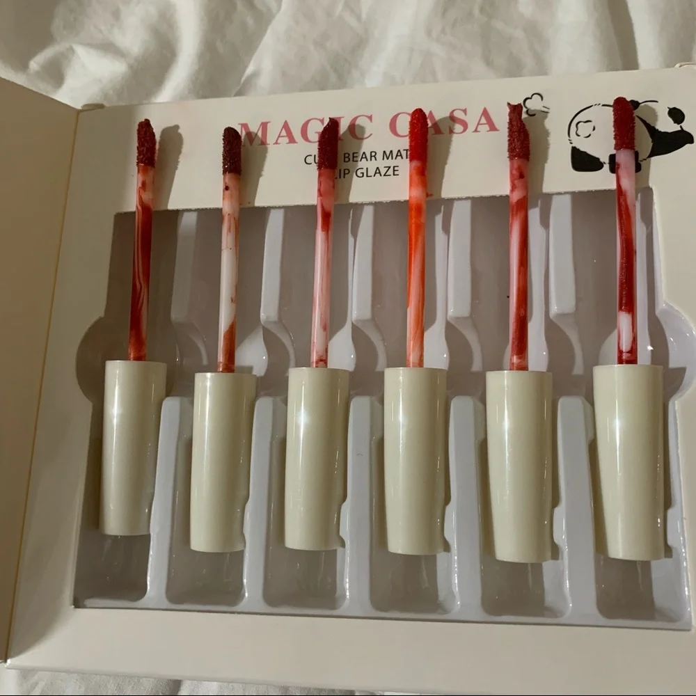 Set of 6 Panda Velvet Matte Lip Glosses/ Matte Lip Glazes